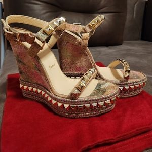 CHRISTIAN LOUBOUTIN Cataclou Embellished 140mm Wedge Sandals
